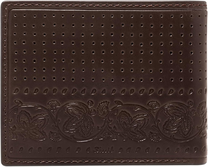 Fossil Men's Derrick Leather RFID-Blocking Bifold with Coin Poc...
