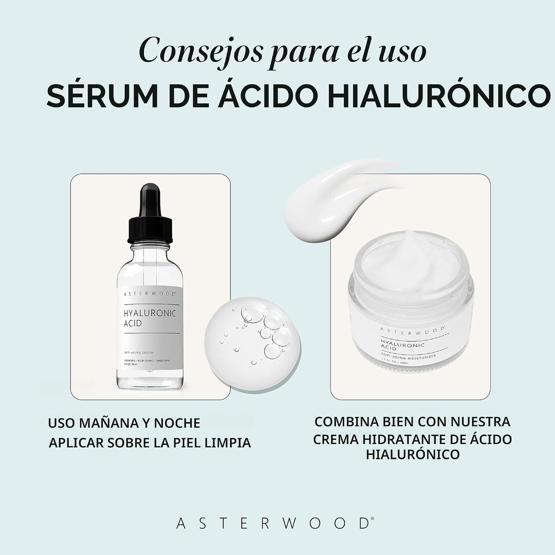 Asterwood Suero de Ácido Hialurónico para el Rostro - Reafirmante,...