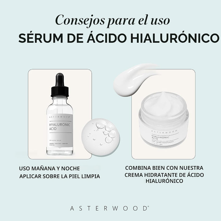 Asterwood Suero de Ácido Hialurónico para el Rostro - Reafirmante,...