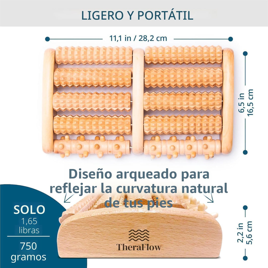 Masajeador dual rodillos de pies (grande), alivia fascitis plantar,...
