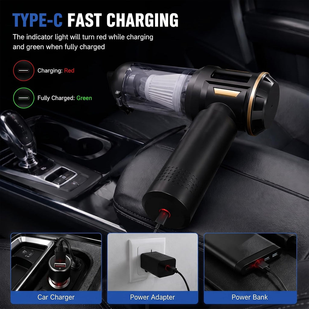 Aspirador de Auto, 17000PA de Alto Potencia Portátil Inalámbrico