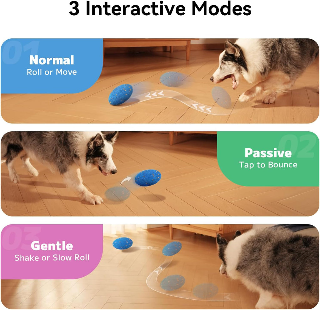 Cheerble Juguete interactivo inteligente para perros, rugby malvado, juguete chirriante para perro, movimiento automático, rebote y giro, material de E-TPU, juguete de búsqueda rebotante para uso en interiores y exteriores y perros pequeños a grandes