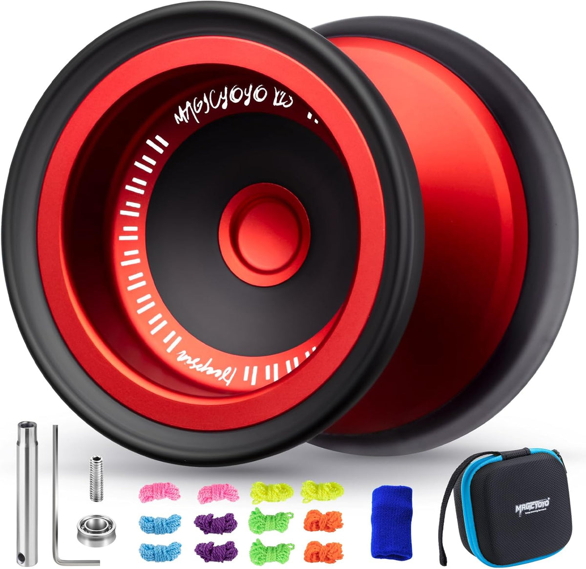 MAGICYOYO V13 DEEPSPIN Yoyo bimaterial para niños de 8 a 12 años, Yoyo profesional de doble propósito para todos los niveles de habilidad, yoyo truco con 12 cuerdas de yoyo, soporte para dedos, kit de