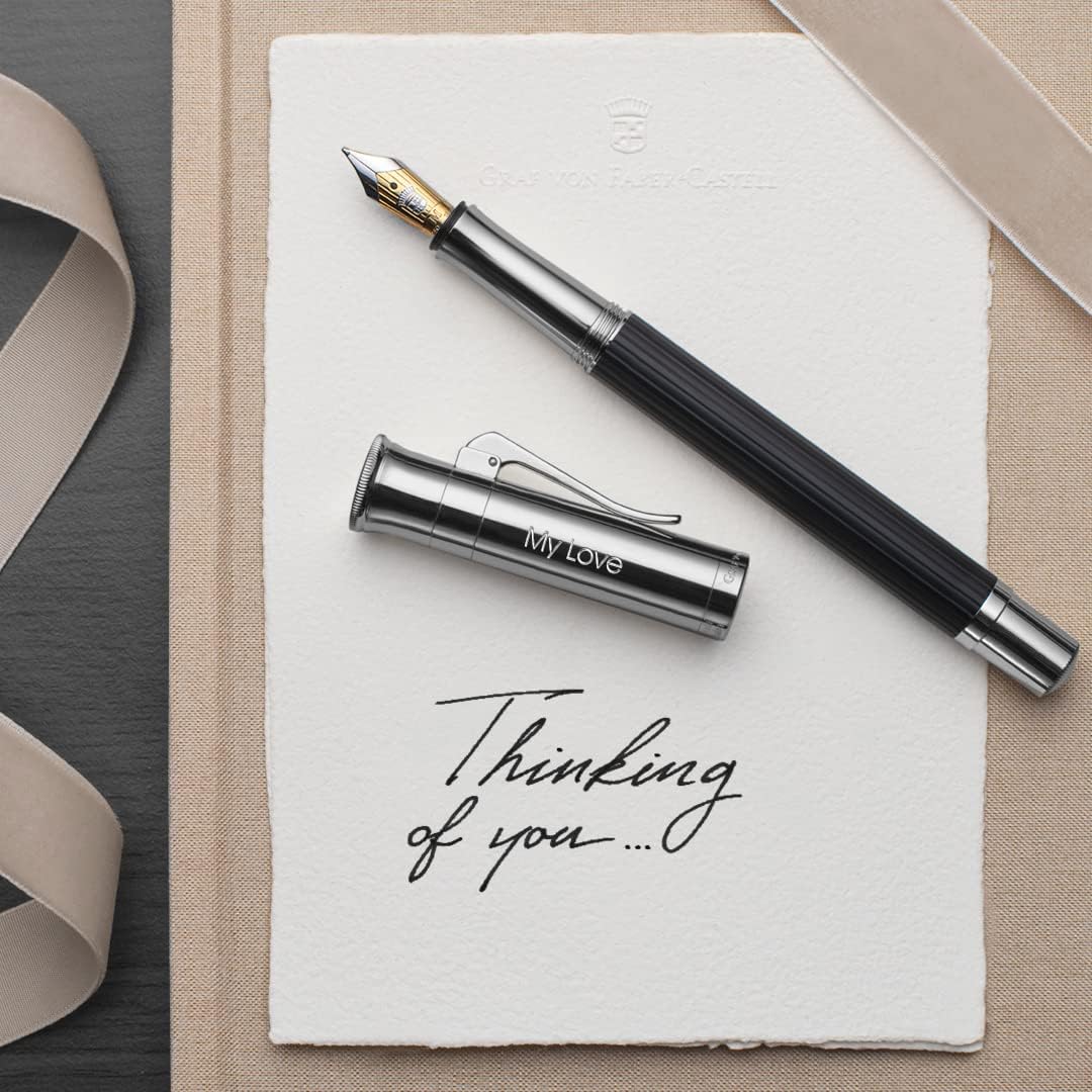 Graf von Faber-Castell Pluma estilográfica mediana clásica plateada platino