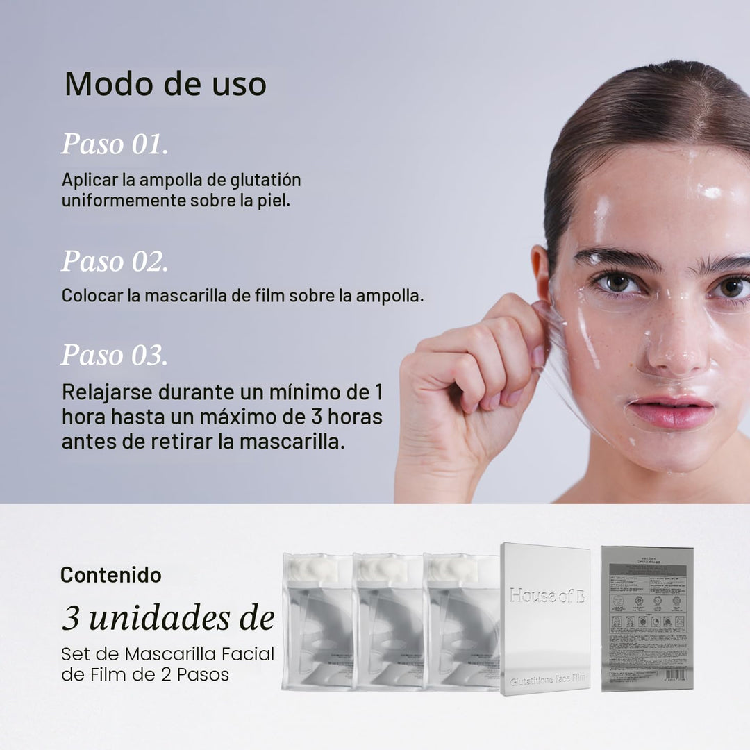 House of B Juego de Película Facial de Glutatión Luminoso de 2 Paso...