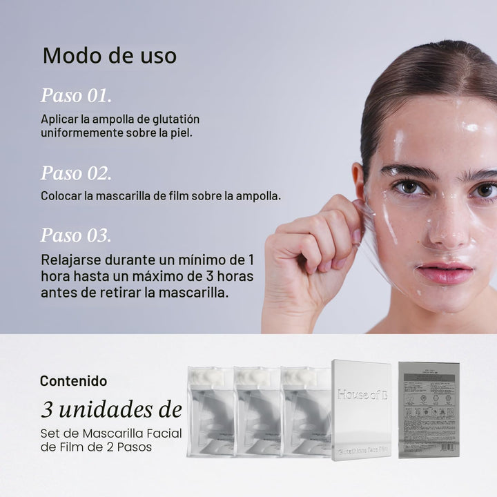 House of B Juego de Película Facial de Glutatión Luminoso de 2 Paso...