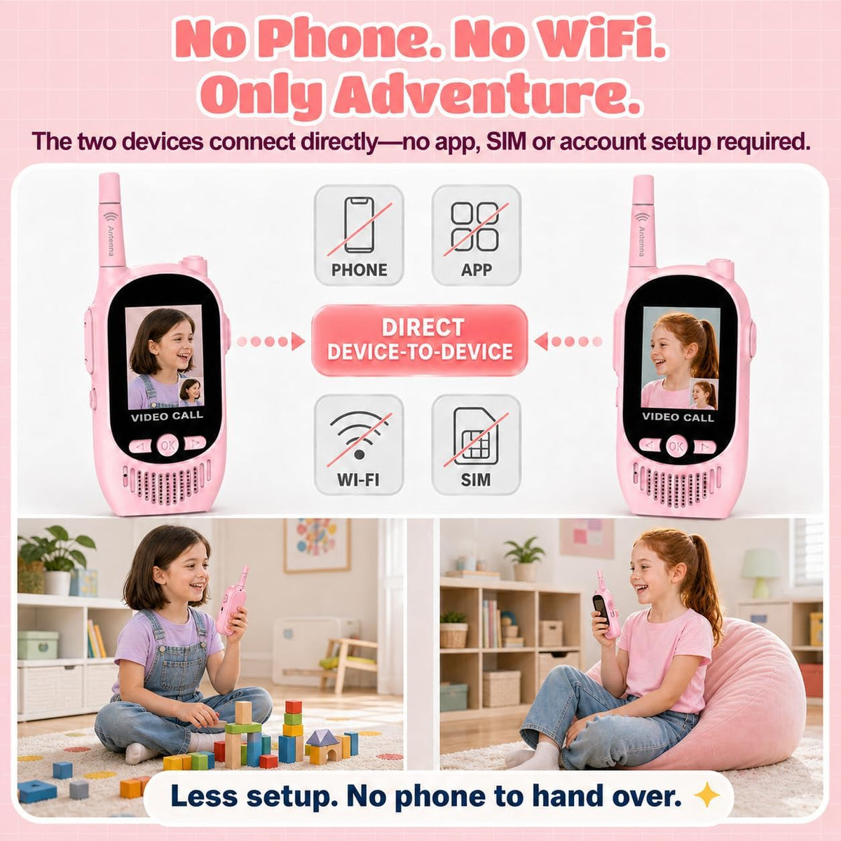 Walkie Talkies de video para niños, paquete de 2 walkie talkies recargables con cámara y pantalla, radios bidireccionales de largo alcance para acampar en interiores y exteriores, regalos para niñas y
