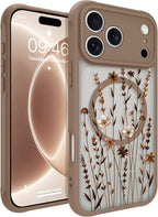 OOK Funda de teléfono marrón con flores florales para Pro de 6.3 pulgadas