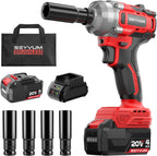 SEYVUM Llave de impacto, pistola de impacto de 1/2 pulgada, destornillador de impacto de potencia, par máximo de 320 pies-libras (430 N.m), llave de impacto inalámbrica con motor sin escobillas de 20