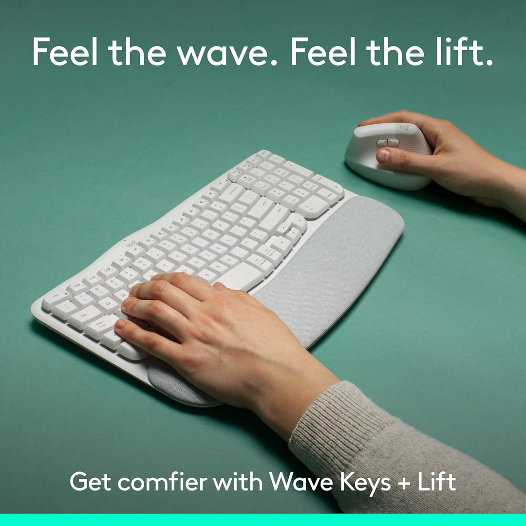 Logitech Wave Keys &amp; Lift Vertical Mouse - Combo de teclado y m...