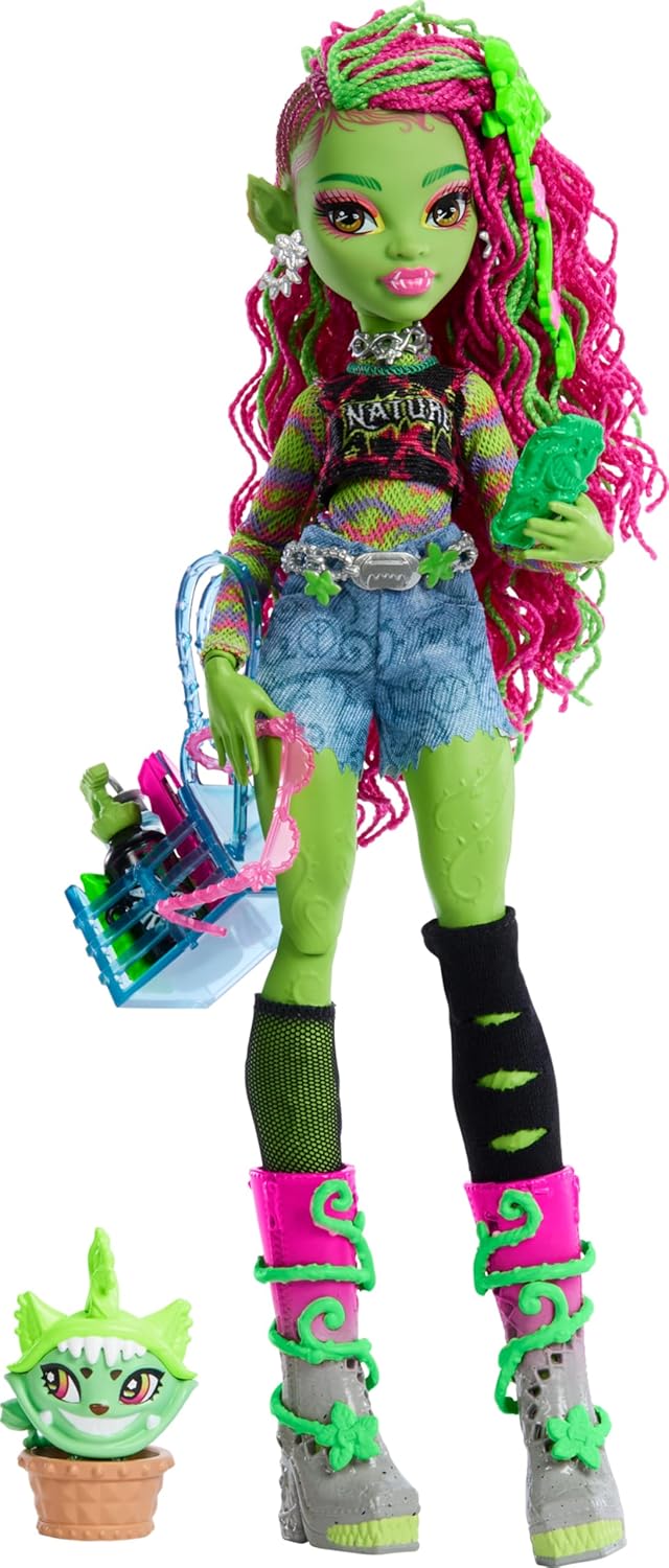 Muñeca Monster High Venus McFlytrap, monstruo planta con mascota ga...