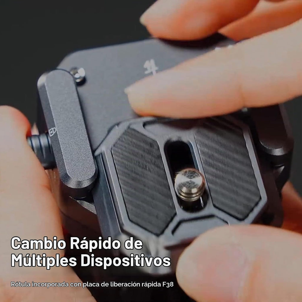 ULANZI Trípode de Viaje para Video F38, Trípode de Cámara de Fibra de Carbono Ligero de 61.4", con Tornillo de Liberación Rápida de 1/4" y Cabezal de Video, para la Mayoría de Cámaras/DSLR/Proyector