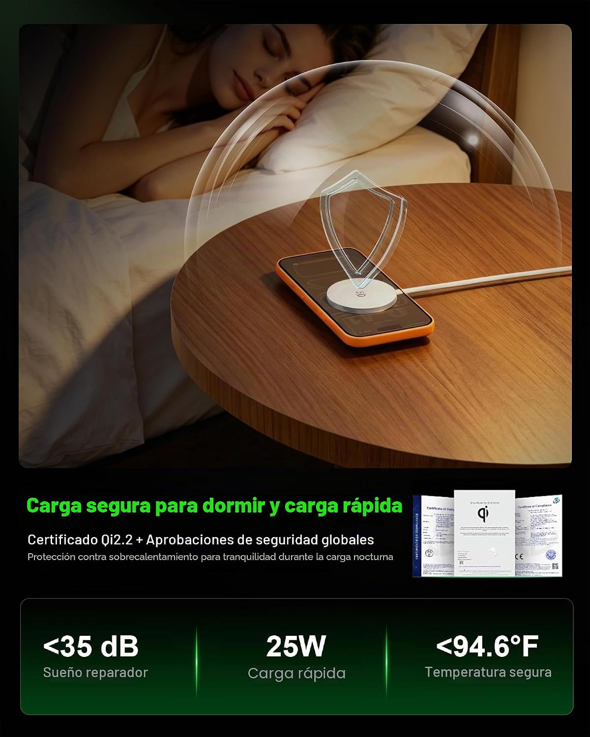 Cargador inalámbrico magnético Magsafe de 25 W Qi2.2 con certificación MFi