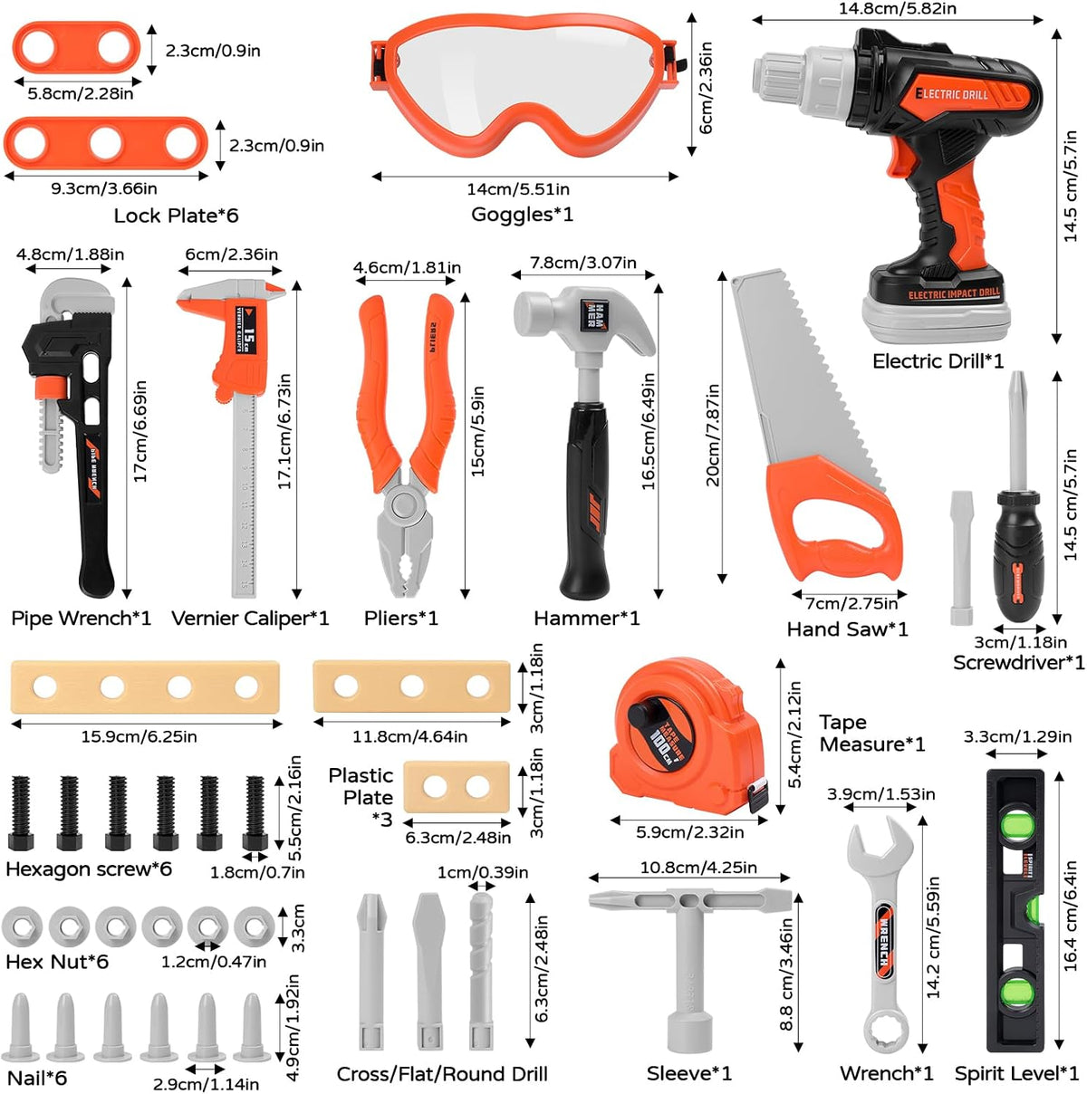 Kids Tool Set con Hard Toolbox, 43 PCS Toddler Toy Drill Construction Kit