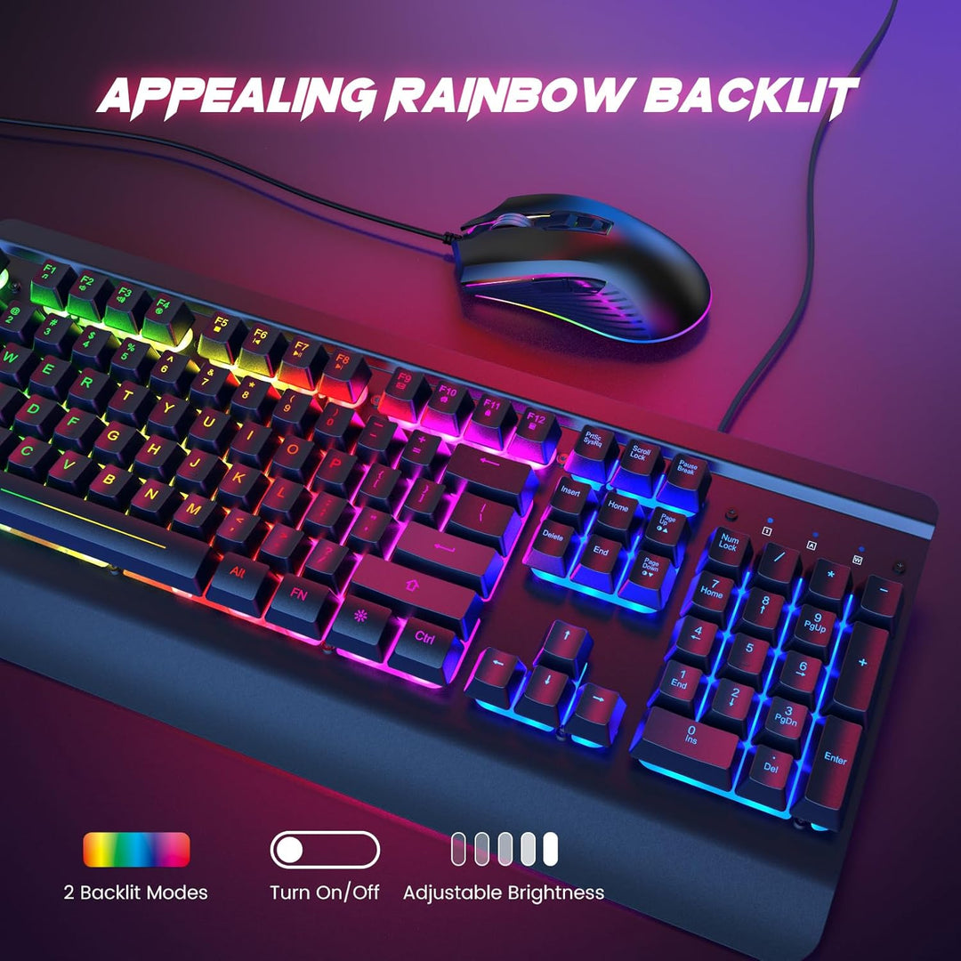 Combo de teclado y mouse para juegos con cable, panel de metal de 1...