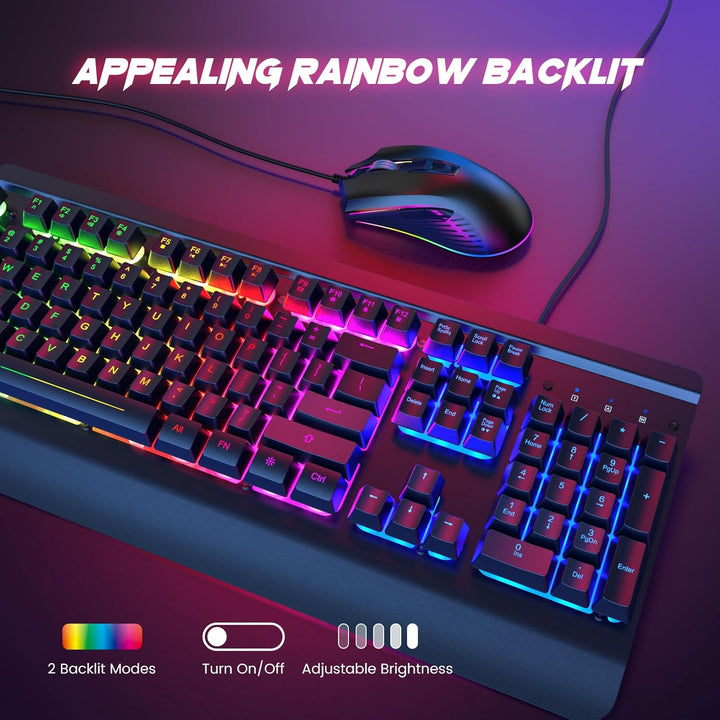 Combo de teclado y mouse para juegos con cable, panel de metal de 1...