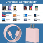 Cargador súper rápido USB-C de 45 W, bloque de carga de teléfono Android tipo C para Samsung Galaxy S26 S25 S24 S23 Ultra/S26 S25 S24 S23 S22 S21 S20/Note 10/20, cargador PPS con cable de 6.6 pies