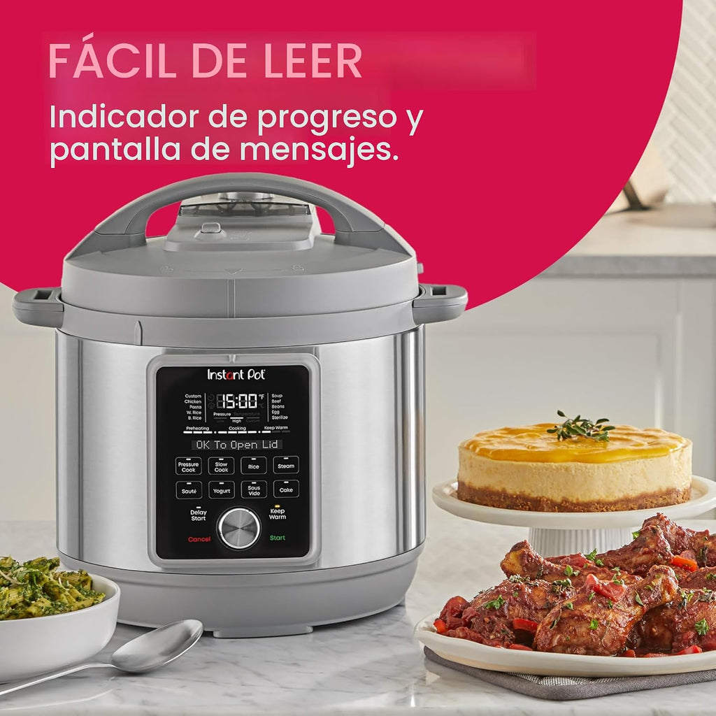 Instant Pot, olla a presión eléctrica de 6 cuartos de galón Whisper Quiet 9 en 1, arrocera rápida, vaporera, olla para saltear, máquina para hacer yogur, calentador y esterilizador, aplicación