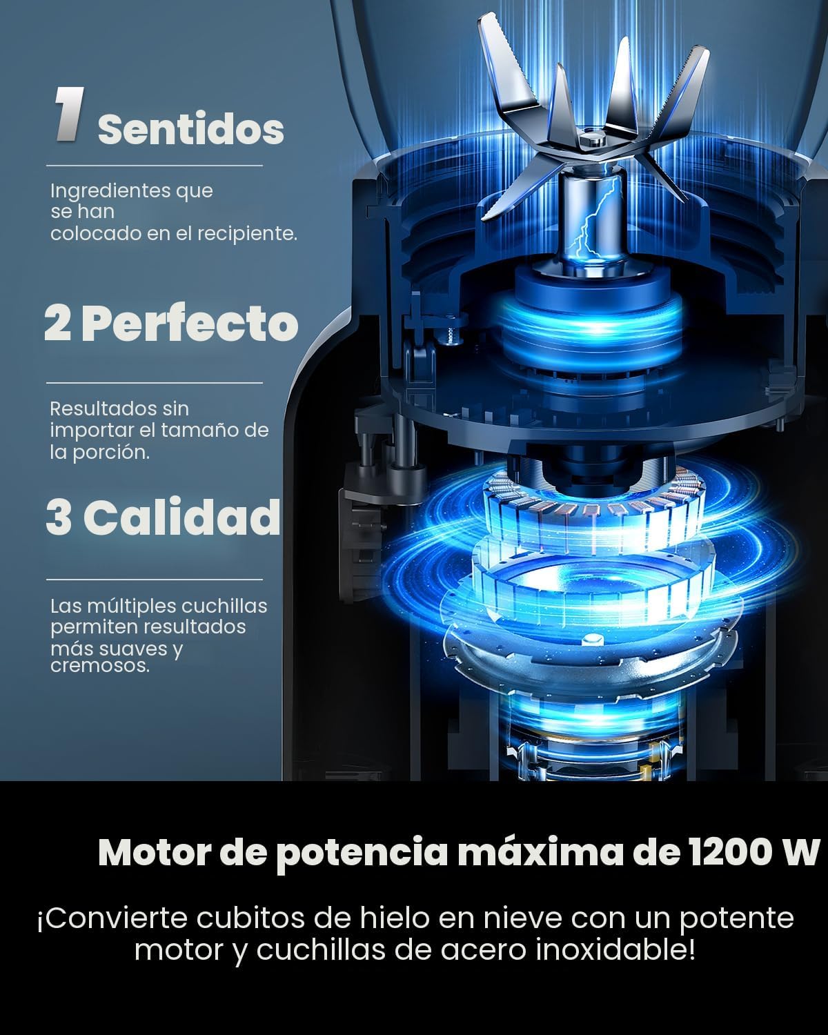 Licuadora GDOR Smoothie para cocina, 1200W Licuadora de vidrio con 5 programas inteligentes