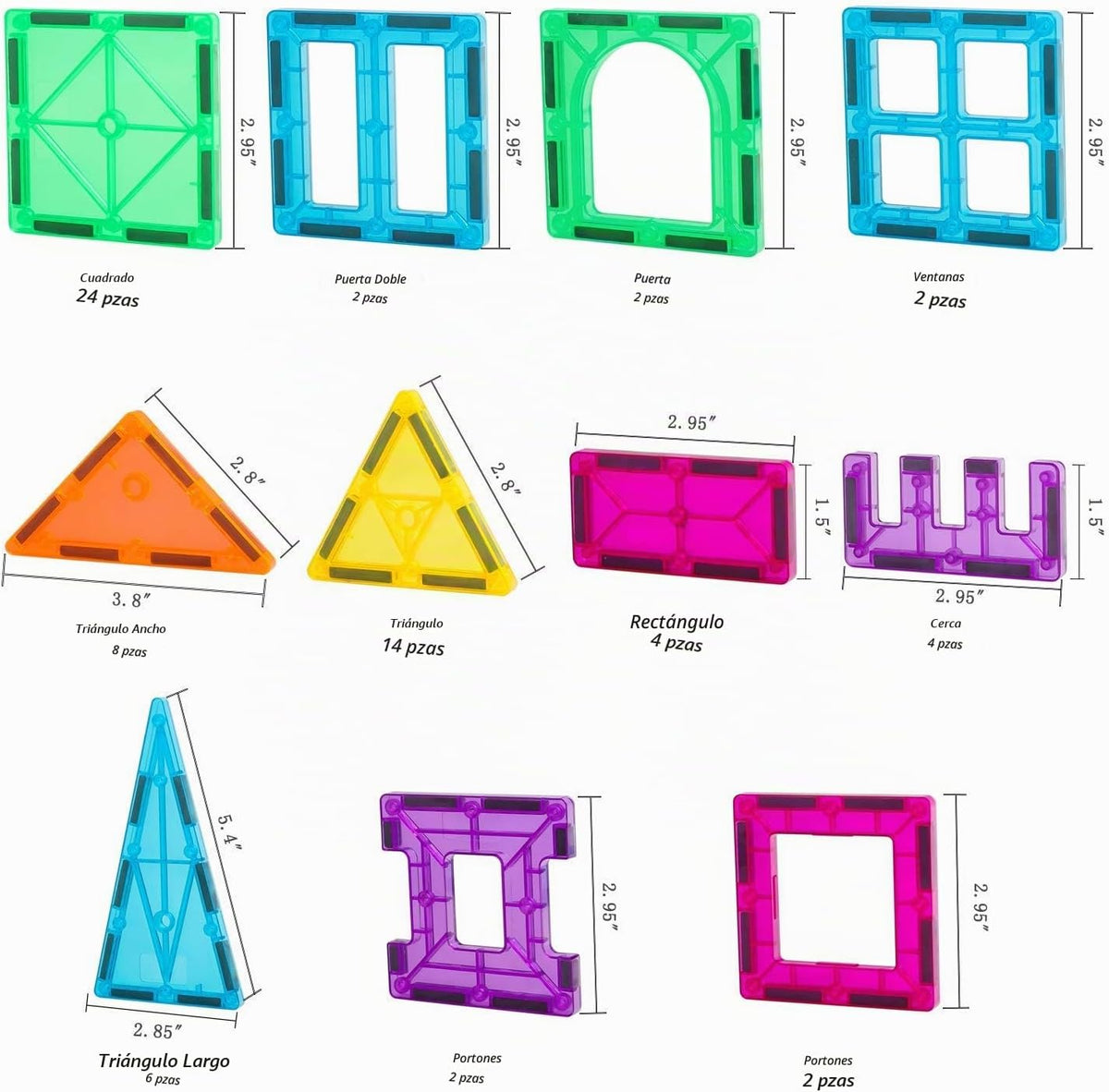 STEM - Juego de 70 piezas de azulejos magnéticos para niños de 3 a 8 años, bloques magnéticos sensoriales Montessori para niños pequeños, kit de construcción para el aula y el hogar
