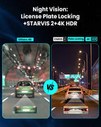 Cámara de tablero frontal 4K trasera 2K Dual STARVIS 2 Sensores Cámara de coche, Super visión nocturna HDR inalámbrica pequeña cámara de tablero grabadora de conducción, 5.8G WI-FI descarga