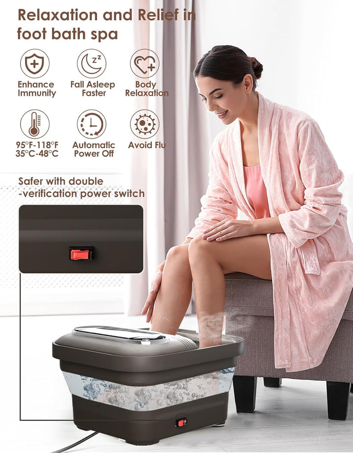 OOAMBB Hidromasaje plegable para pies con calor, burbujas y control...