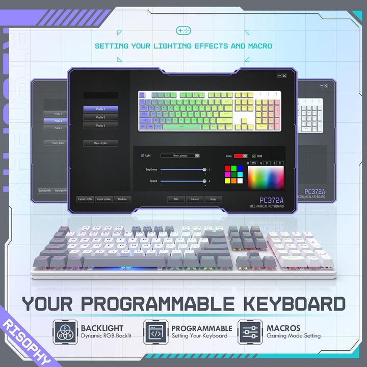 Teclado mecánico inalámbrico, triple modo 2.4G\/USB-C\/Bluetooth pa...