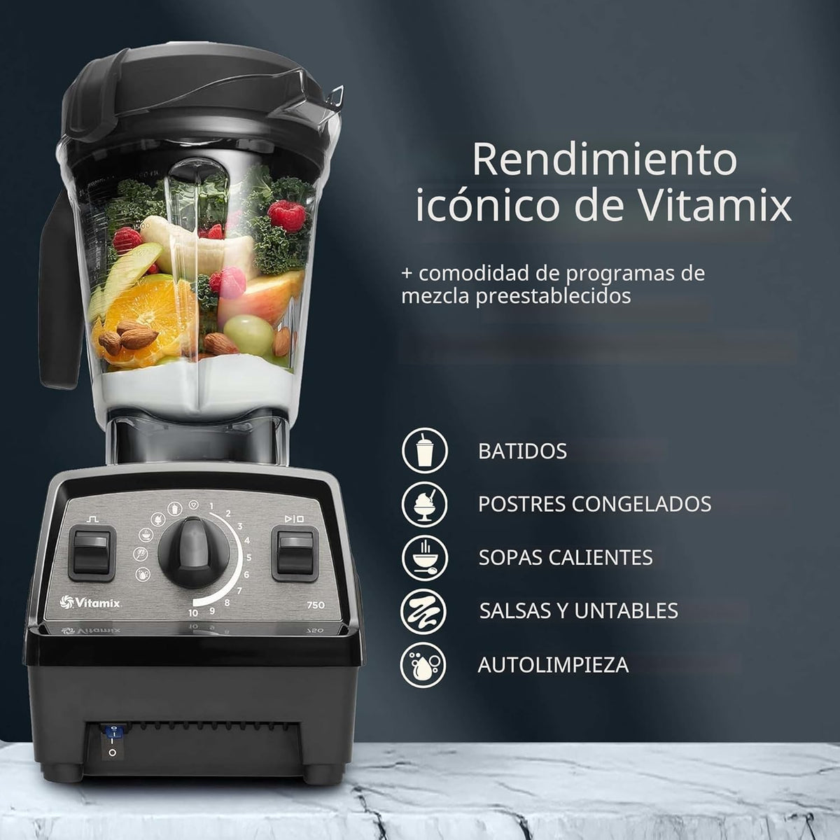 Vitamix Propel Series 750 Licuadora de grado profesional, 4 programas, negro