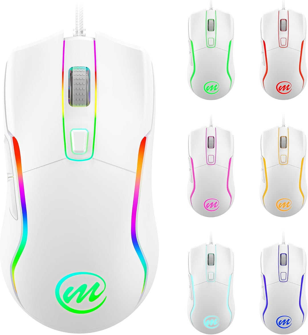 memzuoix Mouse para juegos con cable RGB - 6 DPI ajustables hasta 1...
