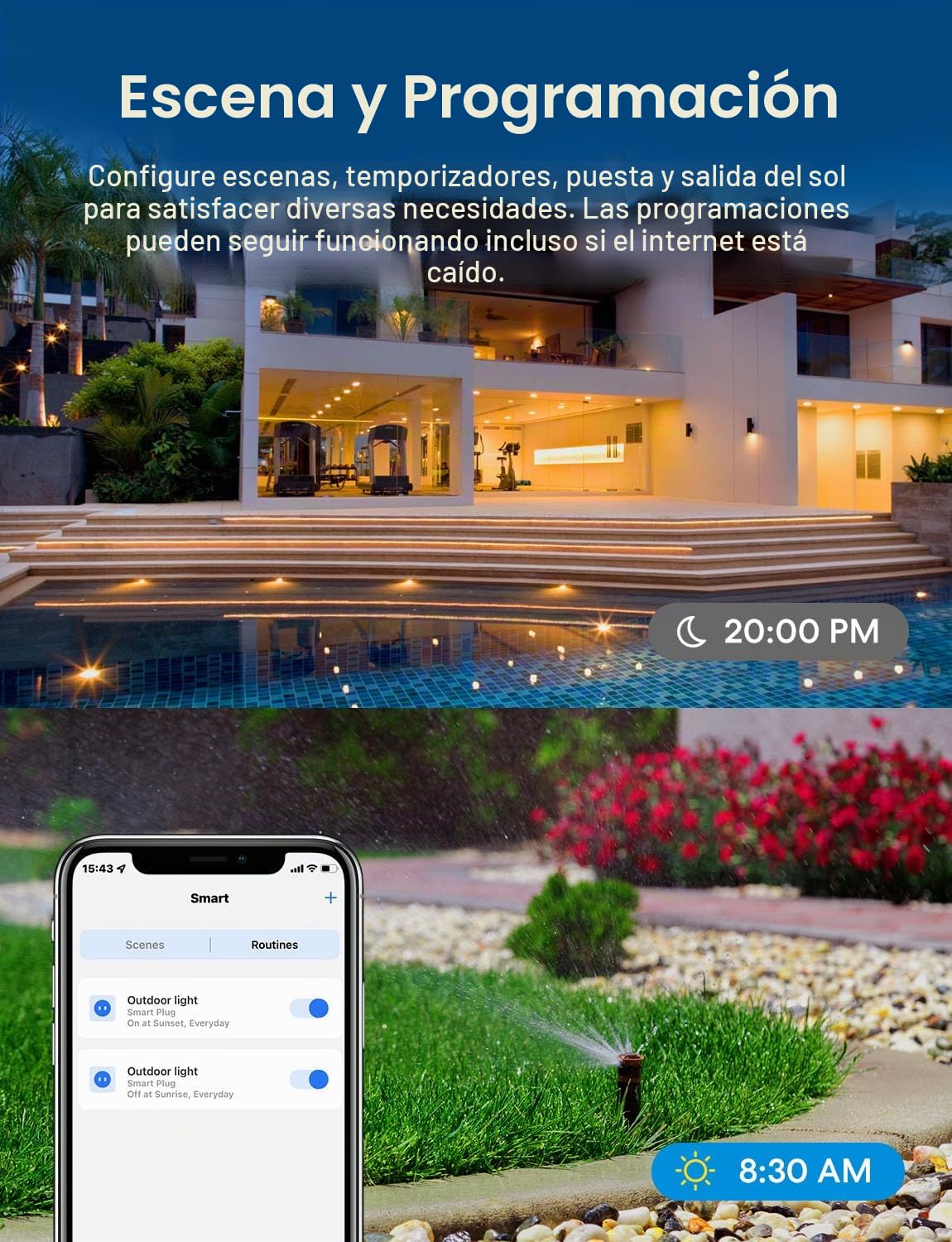 meross - Enchufe inteligente para exteriores, salida Wi-Fi para exteriores con 3 enchufes independientes compatibles con Apple Homekit, Alexa y SmartThings, control de voz y remoto, temporizador, solo