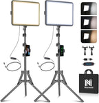 Paquete de 2 luces LED de video, luz NiceVeedi Studio 2800-6500K