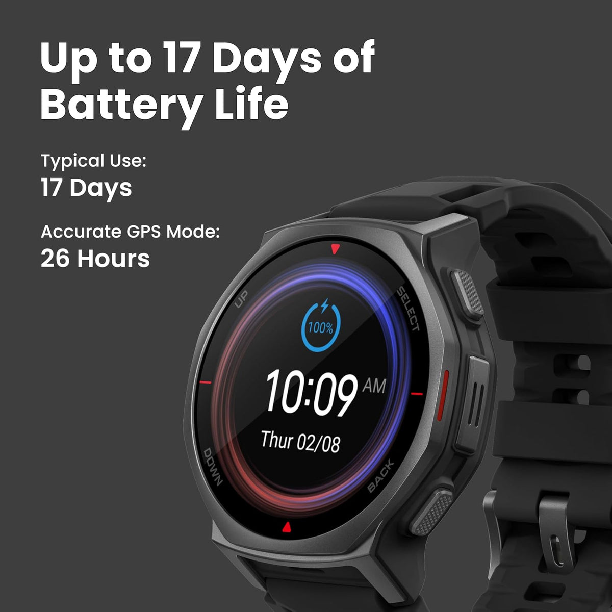 Amazfit T-Rex 3 Pro - Reloj inteligente, cristal de zafiro AMOLED de 1.32 pulgadas, iOS/Android
