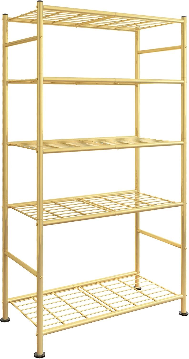 Estantes de almacenamiento - Organizador de estantes de 5 niveles, estantería de garaje resistente con patas niveladoras, organizador de estantes de metal estable para despensa, cocina y