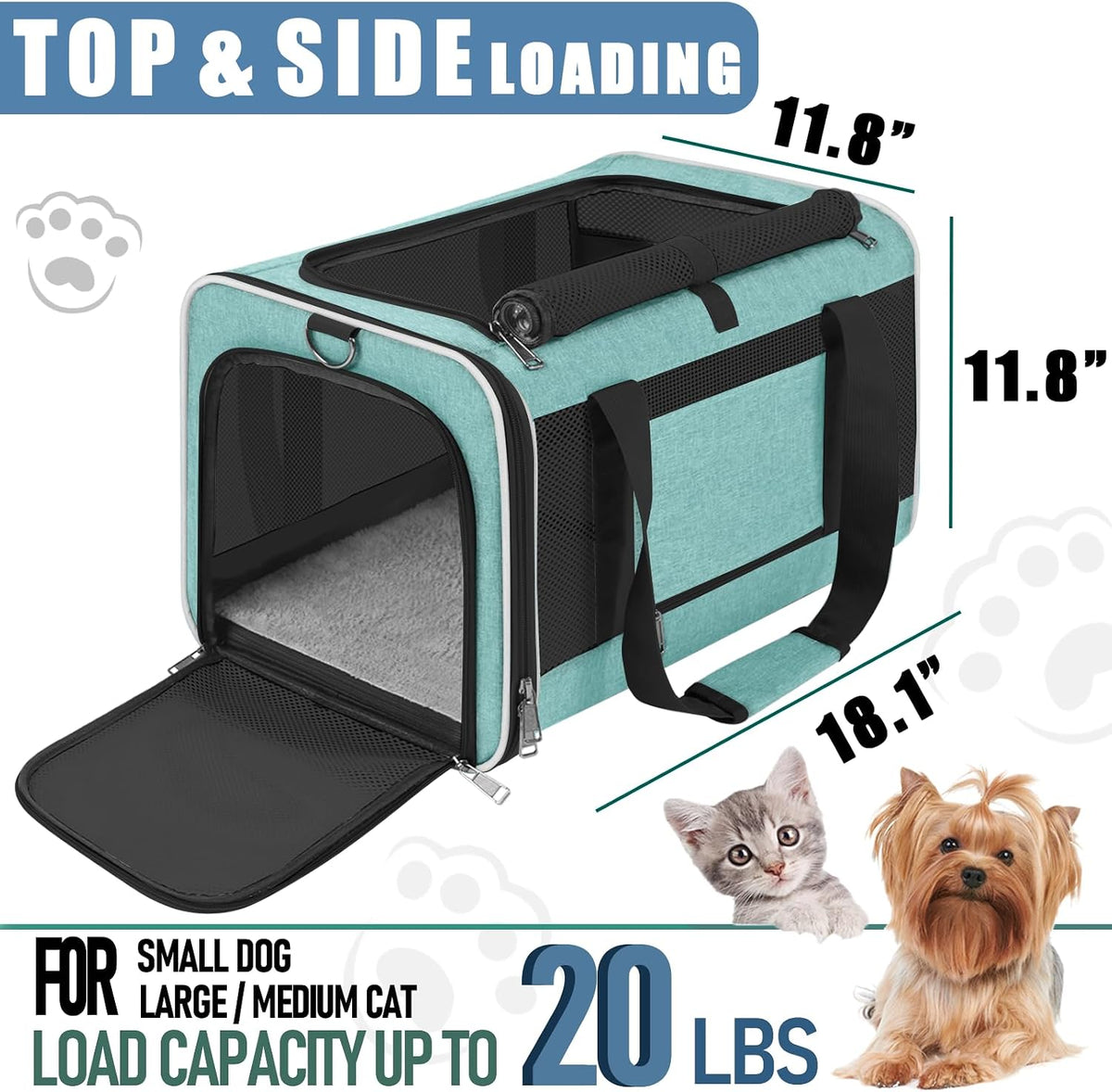 Portador grande para gatos, suave, plegable, bolsa de transporte