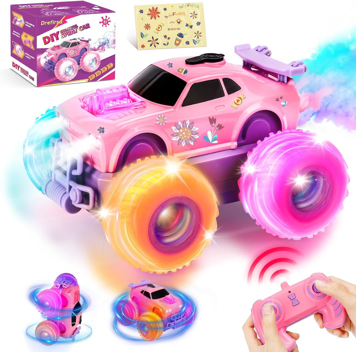 Princess Remote Control Car, Pink Monster Truck Girl Age 4-7 8-12