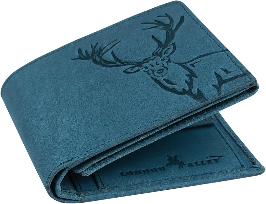 LONDON ALLEY - Cartera de cuero vintage de ciervo marrón para hombr...