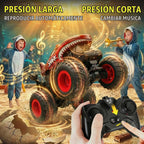 BEZGAR Camión monstruo, camión monstruo de control remoto con giros bailarines, luces y música, auto de control remoto 1:20 para niños de 4 a 7, 5, 6, 7, 8, 9, 10 años (rojo)