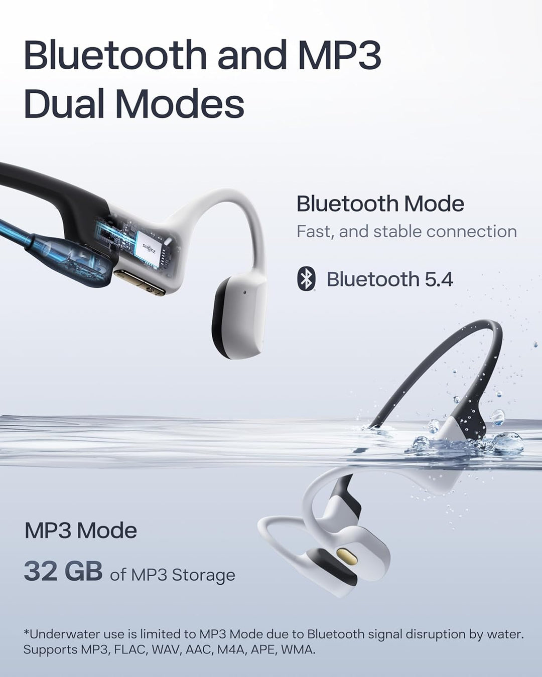 SHOKZ OpenSwim Pro - Auriculares deportivos de conducción ósea Blue...