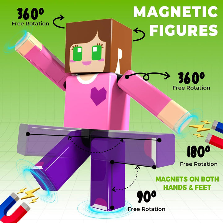 Magneverse Juego de 20 Piezas de Figuras de Acción Magnéticas - Blo...