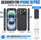 Alpatronix Funda de batería para iPhone 16 Pro, funda protectora delgada y portátil para cargador extendido, carga rápida de 15 W, alta capacidad con funda de carga inalámbrica (BX16Pro), color negro