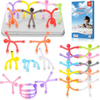 Juego de 20 figuras magnéticas para hombre con caja de almacenamiento de metal, juguetes portátiles para niños, viajes, actividades de viaje por carretera, automóvil en avión, juegos educativos para