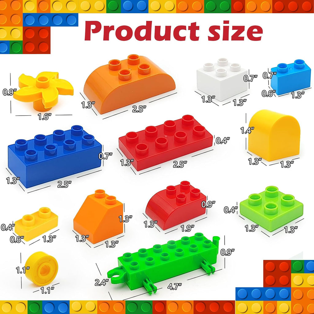 CONVENTEJOY Juego de bloques de construcción clásicos de 150 piezas para niños pequeños de 3 a 6 años, juguete educativo de tren de ladrillos de construcción grandes, juguetes STEM compatibles con las