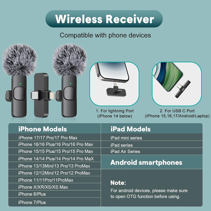 MAYBESTA Mini micrófono inalámbrico para iPhone, teléfono Android,...