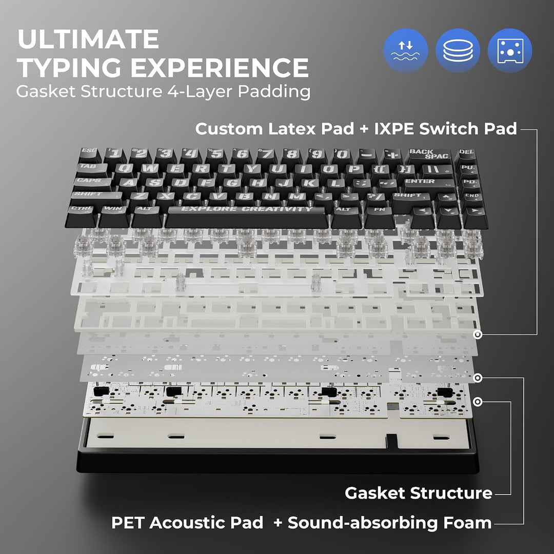 x XVX M67 Teclado inalámbrico 60% por ciento, teclado topográfico Q...