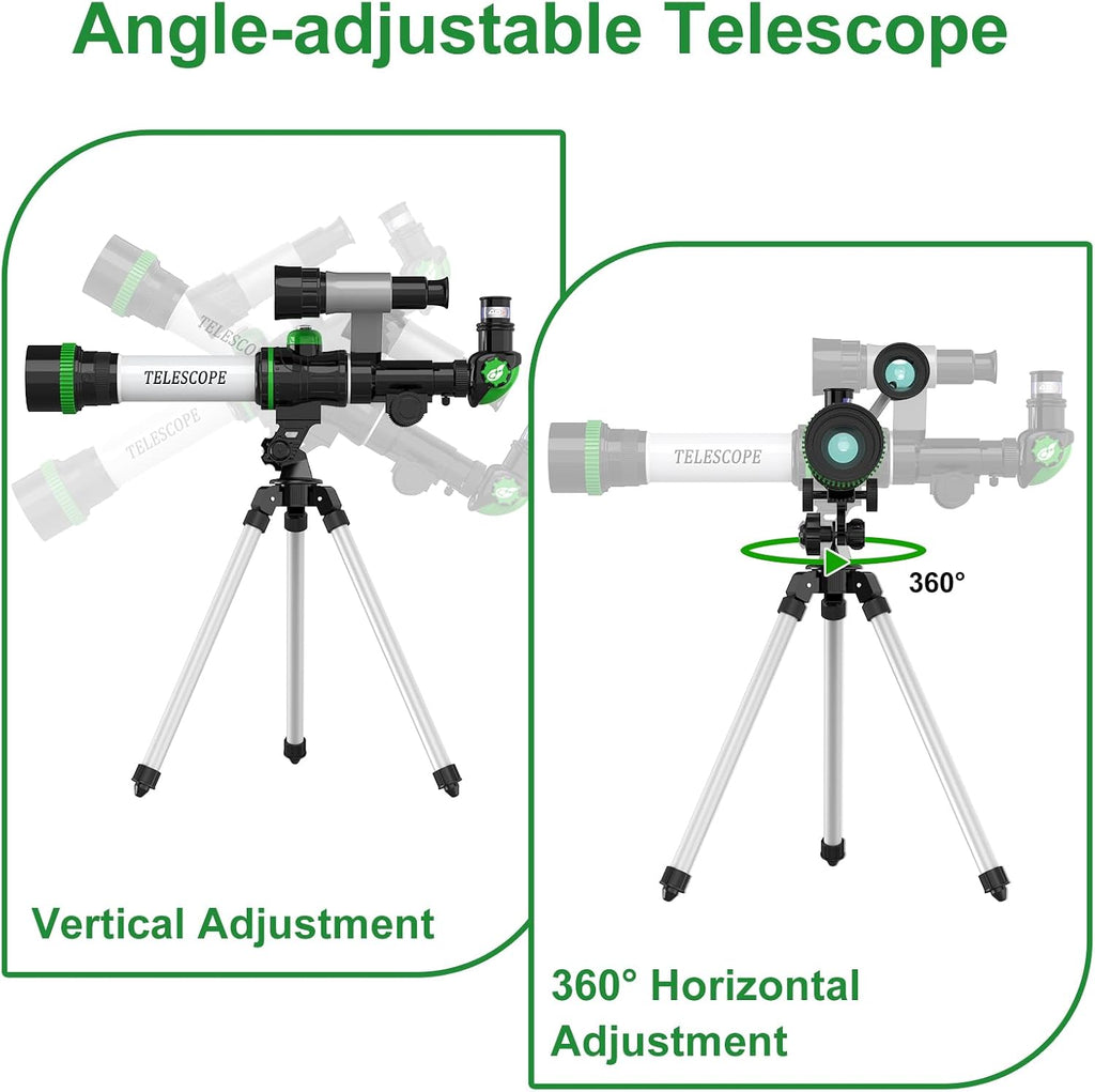 Telescopio para niños, juguetes espaciales para niños, incluye brújula y 3 oculares, gran telescopio portátil como regalo de astronomía, kit educativo STEM para niños y niñas para ver la luna