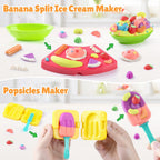 PLAY Juego de Masa de Arcilla con Máquina para Hacer Helados/Máquina para Hacer Fideos/Molde para Helado Banana Split Creaciones de Cocina Artes y Manualidades Juguetes de Comida de Juego Kit de