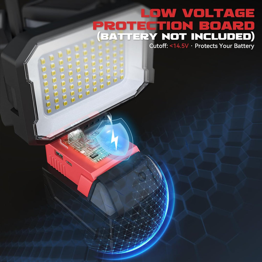 Luz de trabajo LED compatible con batería Milwaukee 18V, 150W 15000LM