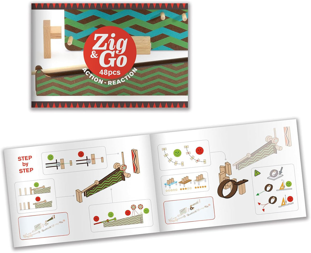 DJECO Zig & Go, juego de reacción en cadena para niños, 48 piezas