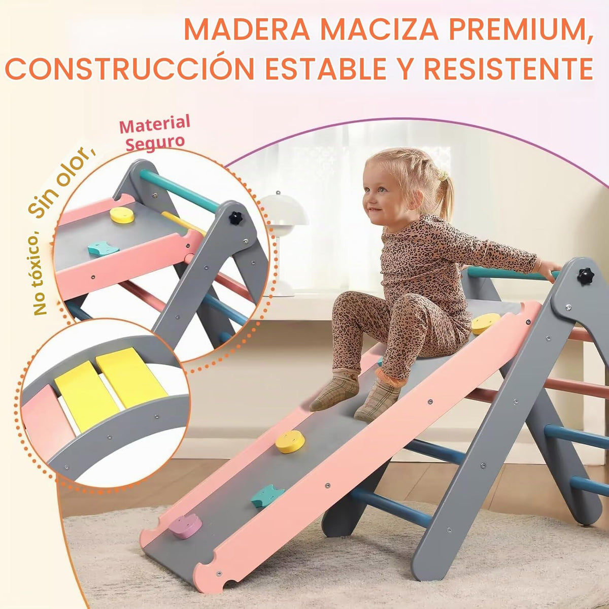 Pikler - Juego de triángulos con cojín, 7 en 1, juguetes de escalada para interiores