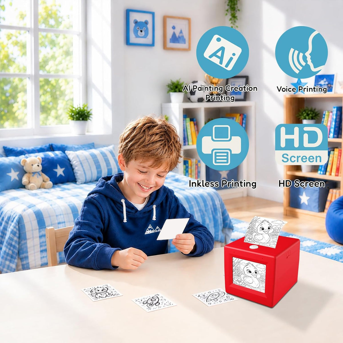 KBCASE Impresora de pegatinas de voz AI, mini fabricante de calcomanías